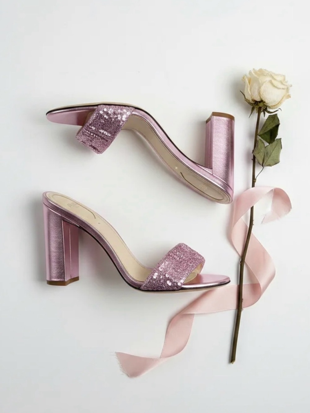 Fendi Pink Glitter Block Heel Mules